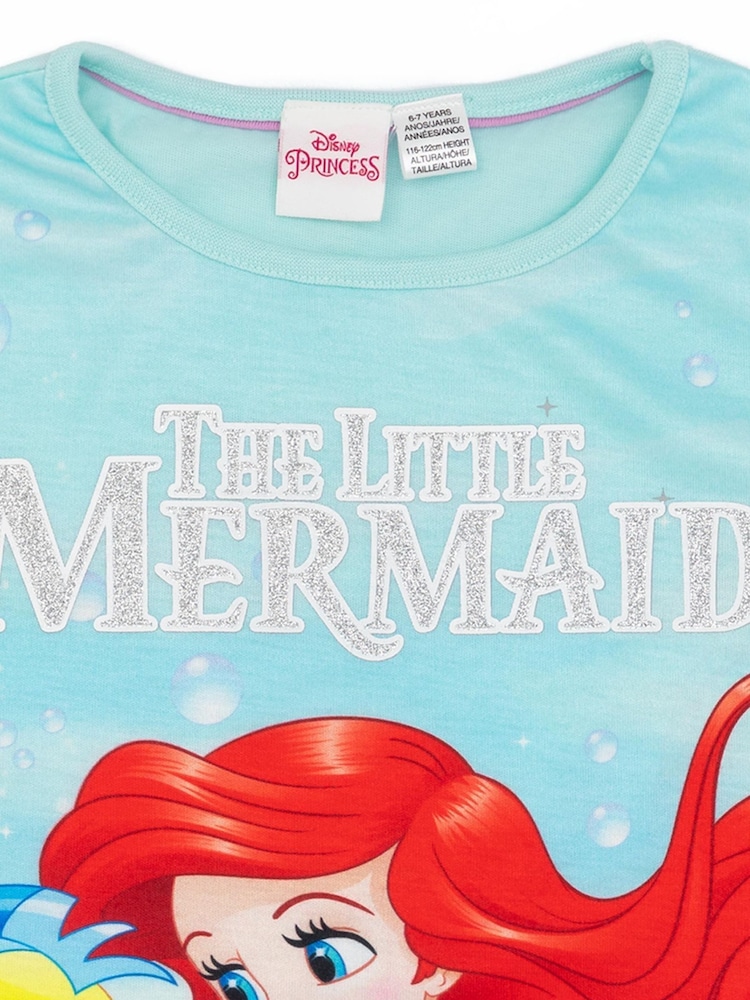 Vanilla Underground Blue Little Mermaid Vanilla Underground Girls Blue Licensing Short 100% Cotton Pyjamas - Image 5 of 5