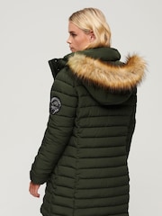 Superdry Green Fuji Hooded Mid Length Puffer Coat - Image 2 of 5
