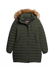 Superdry Green Fuji Hooded Mid Length Puffer Coat - Image 5 of 5
