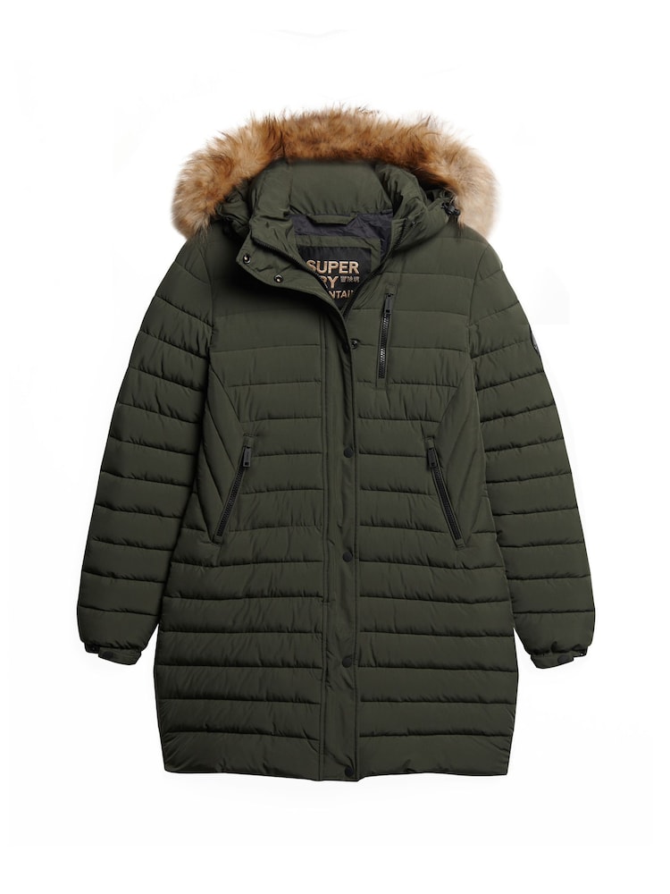 Superdry Green Fuji Hooded Mid Length Puffer Coat - Image 5 of 5