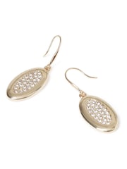 Aela Gold Tone Crystal Pave Drop Earrings - Image 2 of 2