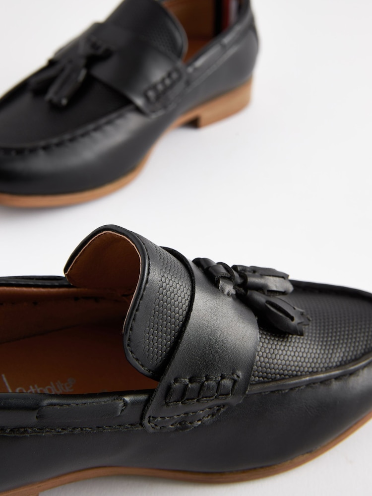 Black Tassel Standard Fit (F) Smart Tassel Detail Loafers - Image 3 of 4