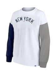 Fanatics New York Yankees Fundamentals Fleece White Crew Top Womens - Image 2 of 3