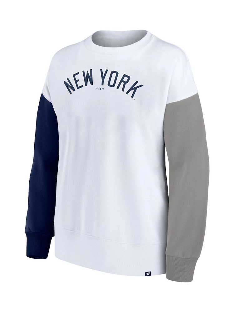 Fanatics New York Yankees Fundamentals Fleece White Crew Top Womens - Image 2 of 3