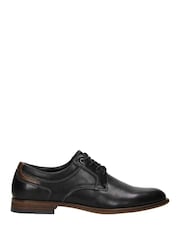 Novo Black Naples Stitch Detail Derby Lace Up Shoes - Image 2 of 4
