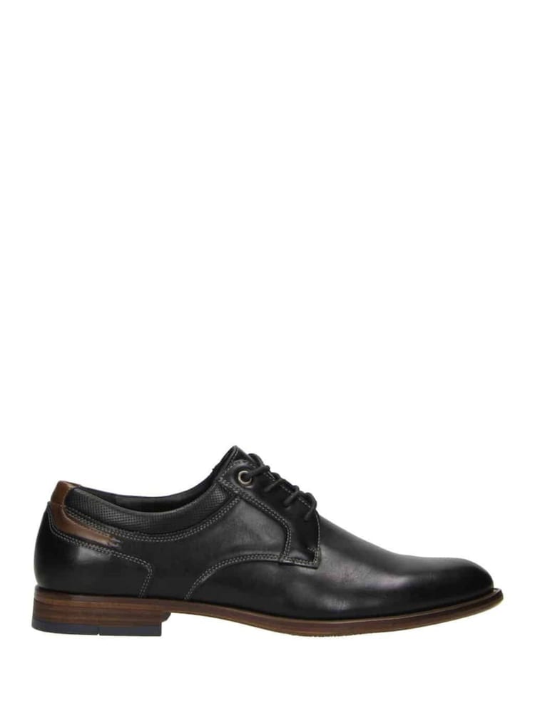 Novo Black Naples Stitch Detail Derby Lace Up Shoes - Image 2 of 4