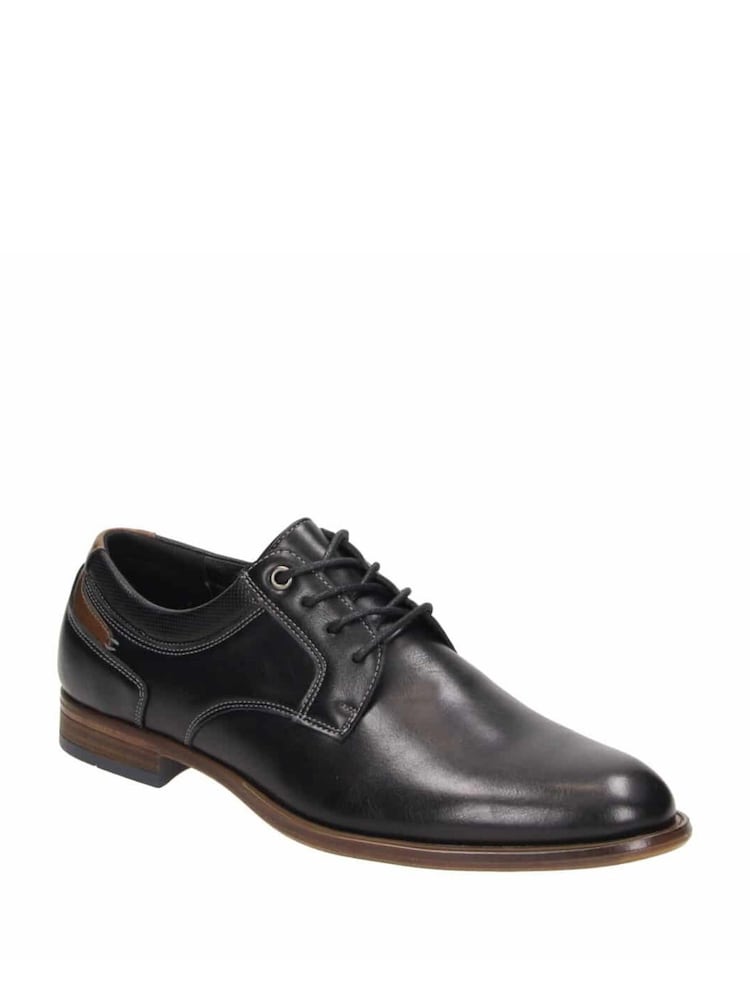 Novo Black Naples Stitch Detail Derby Lace Up Shoes - Image 4 of 4