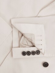 Reiss Ecru Stadium Slim Fit Double Breasted Cotton Blazer - Image 9 of 9