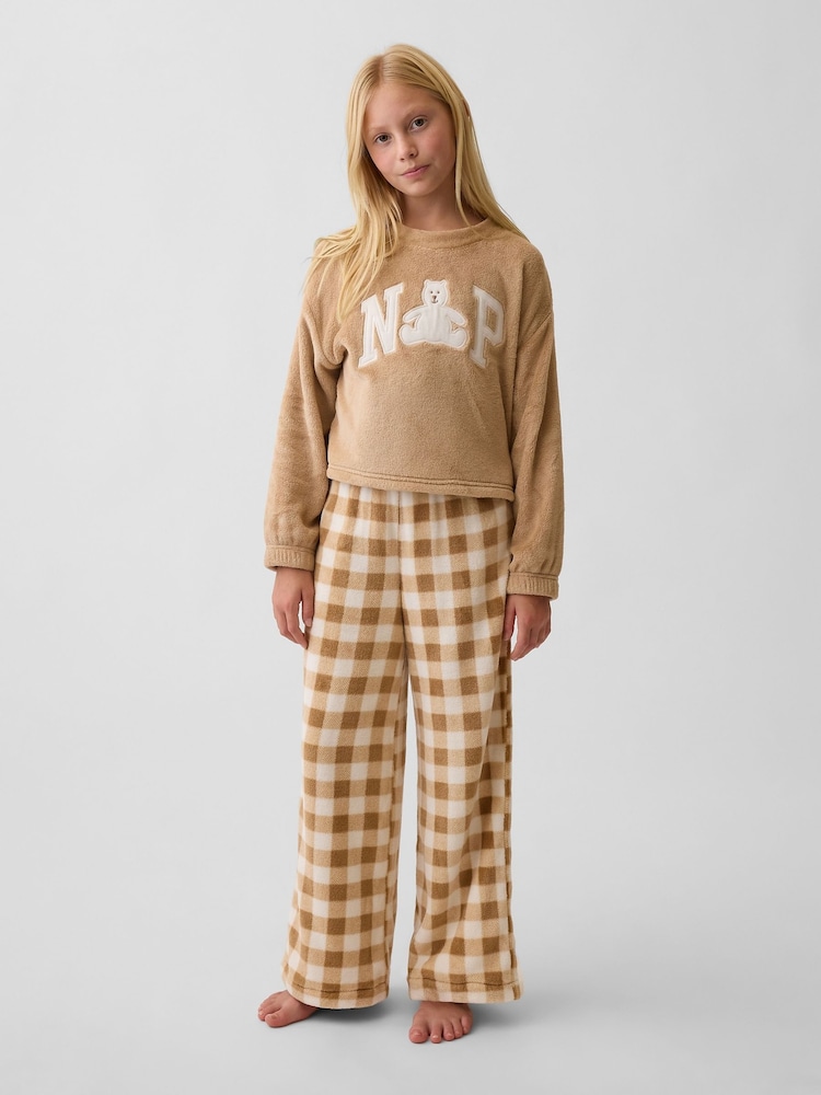 Gap Tan Brown Gingham Cosy Pyjama Bottoms (6-13yrs) - Image 1 of 4 Gap Tan Brown Gingham Cosy Pyjama Bottoms (6-13yrs) - Image 1 of 4