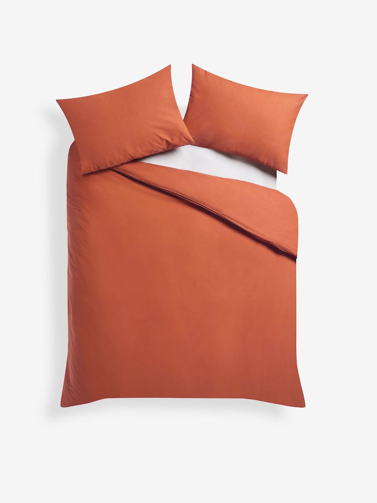 Rust Dark Cotton Rich Duvet Cover and Pillowcase Set - Image 4 of 4