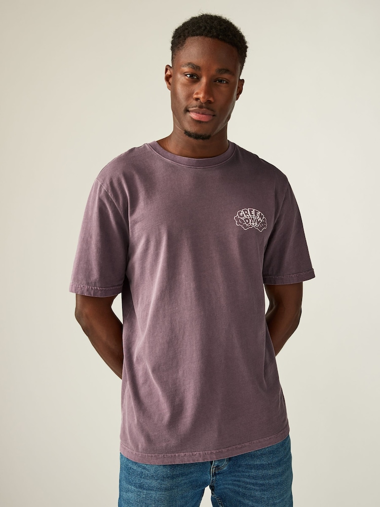 Purple Regular Fit Band Graphic 100% Cotton T-Shirt - Image 2 of 9 Purple Regular Fit Band Graphic 100% Cotton T-Shirt - Image 2 of 9
