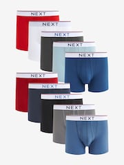 Blue/Grey/Red 10 pack A-Front Boxers - Image 1 of 12