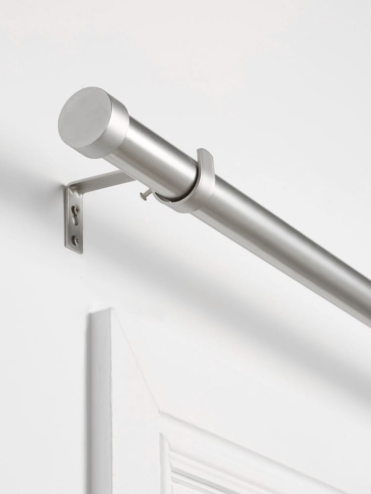 Brushed Silver Stud Finial Extendable 35mm Curtain Pole Kit - Image 1 of 5