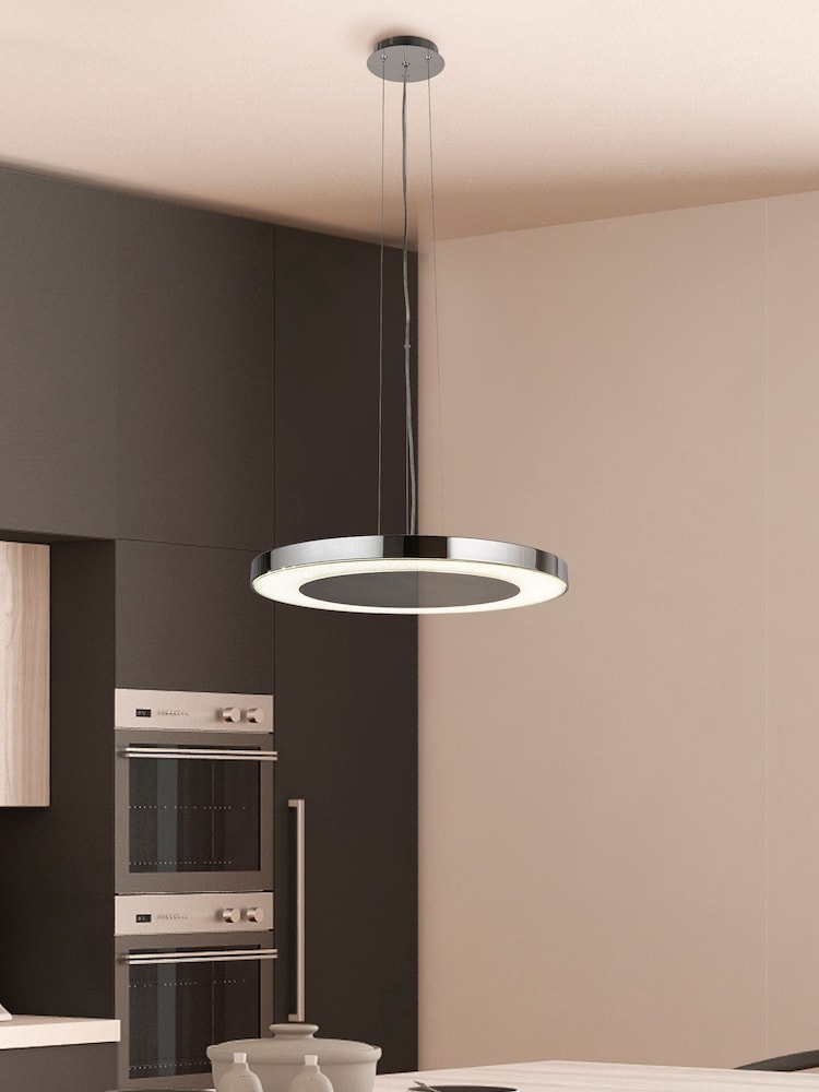 Searchlight Chrome Bellflower LED Disc Pendant Ceiling Light - Image 1 of 3