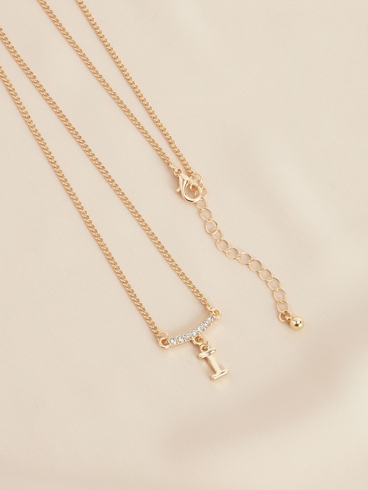 Gold Tone I Initial Necklace Letter I - Image 1 of 3 Gold Tone I Initial Necklace Letter I - Image 1 of 3