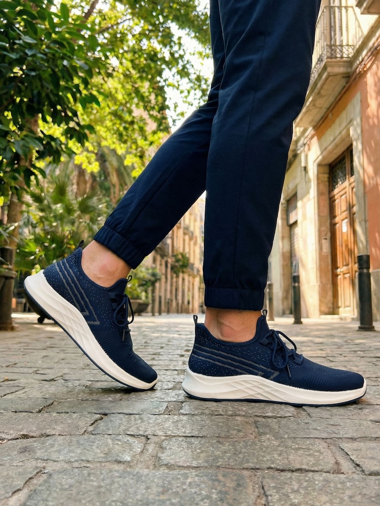 Novo Blue NORTH Mesh Knit Lace Up Trainers - Image 1 of 4 Novo Blue NORTH Mesh Knit Lace Up Trainers - Image 1 of 4