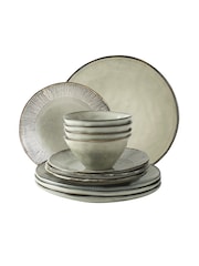 Dutch Rose Cream Set of 4 Dinner Plates 12 Piece Set - Image 2 of 3
