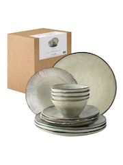 Dutch Rose Cream Set of 4 Dinner Plates 12 Piece Set - Image 3 of 3