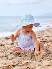 JoJo Maman Bébé Blue Lemon UPF 50 Floppy Sun Hat - Image 1 of 7