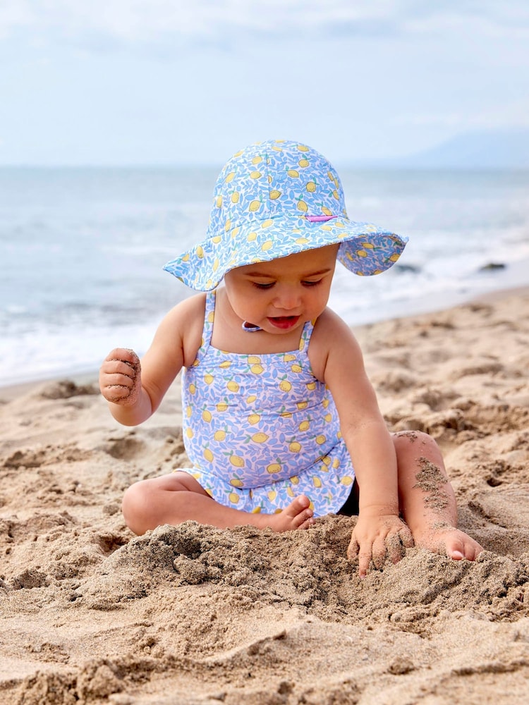 JoJo Maman Bébé Blue Lemon UPF 50 Floppy Sun Hat - Image 1 of 7