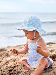 JoJo Maman Bébé Blue Lemon UPF 50 Floppy Sun Hat - Image 2 of 7