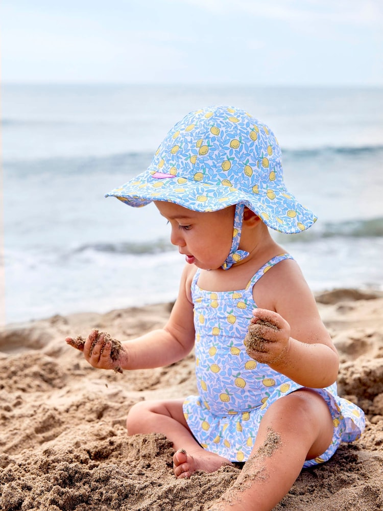 JoJo Maman Bébé Blue Lemon UPF 50 Floppy Sun Hat - Image 2 of 7