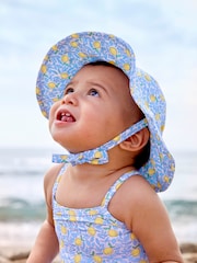 JoJo Maman Bébé Blue Lemon UPF 50 Floppy Sun Hat - Image 3 of 7