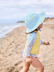 JoJo Maman Bébé Blue Lemon UPF 50 Floppy Sun Hat - Image 5 of 7