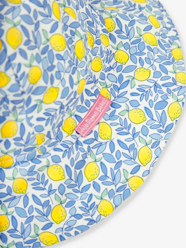 JoJo Maman Bébé Blue Lemon UPF 50 Floppy Sun Hat - Image 7 of 7