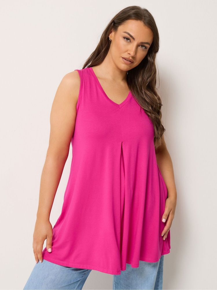 Yours Curve Dark Pink Pleated Front Vest - Image 1 of 5