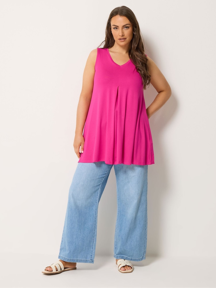 Yours Curve Dark Pink Pleated Front Vest - Image 2 of 5