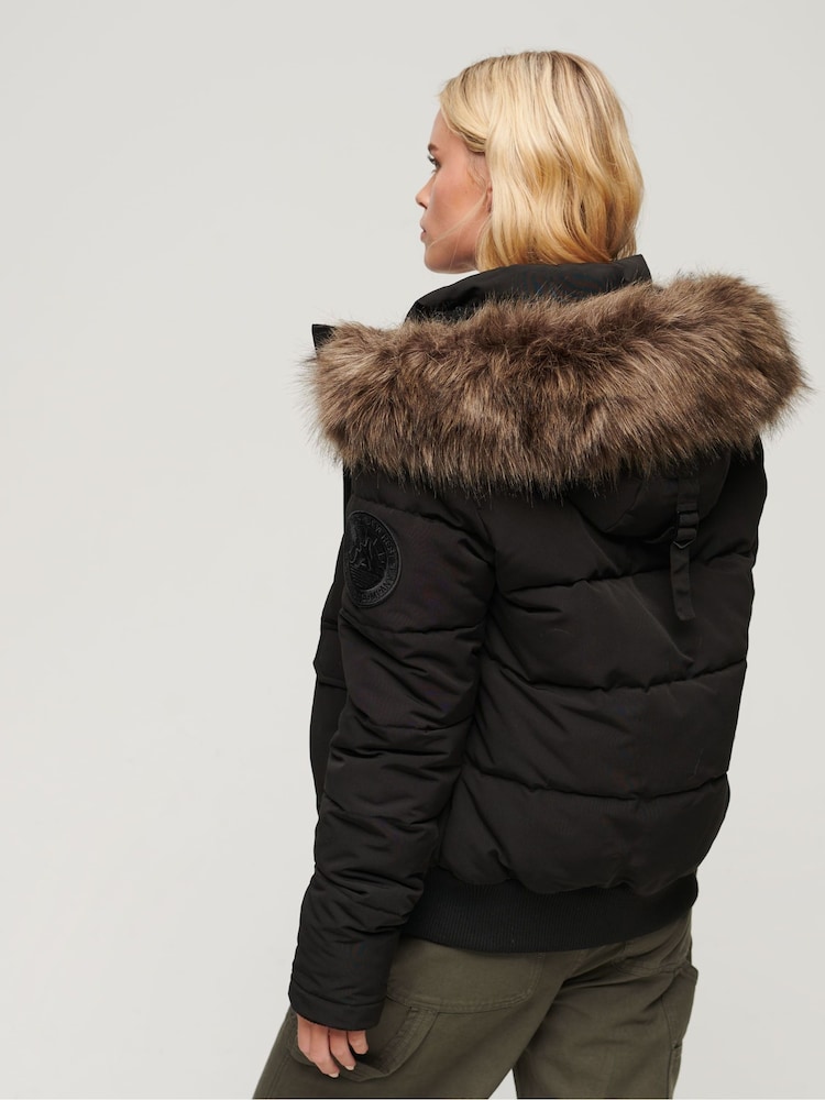 Superdry Black Everest Hooded Puffer Bomber Jacket - Image 3 of 7