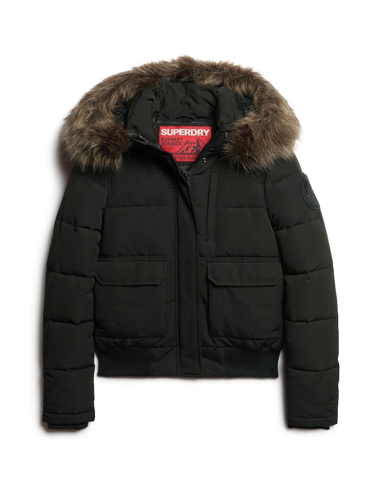 Superdry Black Everest Hooded Puffer Bomber Jacket - Image 5 of 7