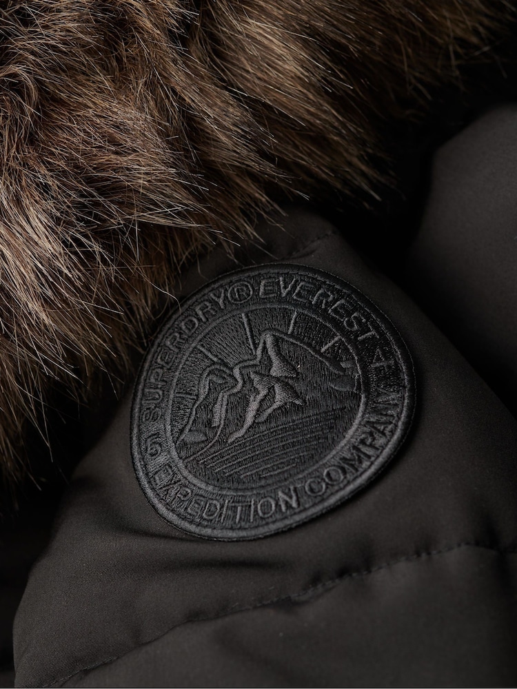 Superdry Black Everest Hooded Puffer Bomber Jacket - Image 6 of 7
