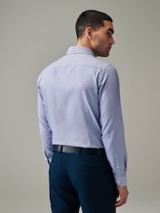 Navy Blue/White Textured Slim Fit Signature Super Non Iron Single Cuff Shirt with Cutaway Collar - Image 2 of 8