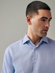 Navy Blue/White Textured Slim Fit Signature Super Non Iron Single Cuff Shirt with Cutaway Collar - Image 5 of 8