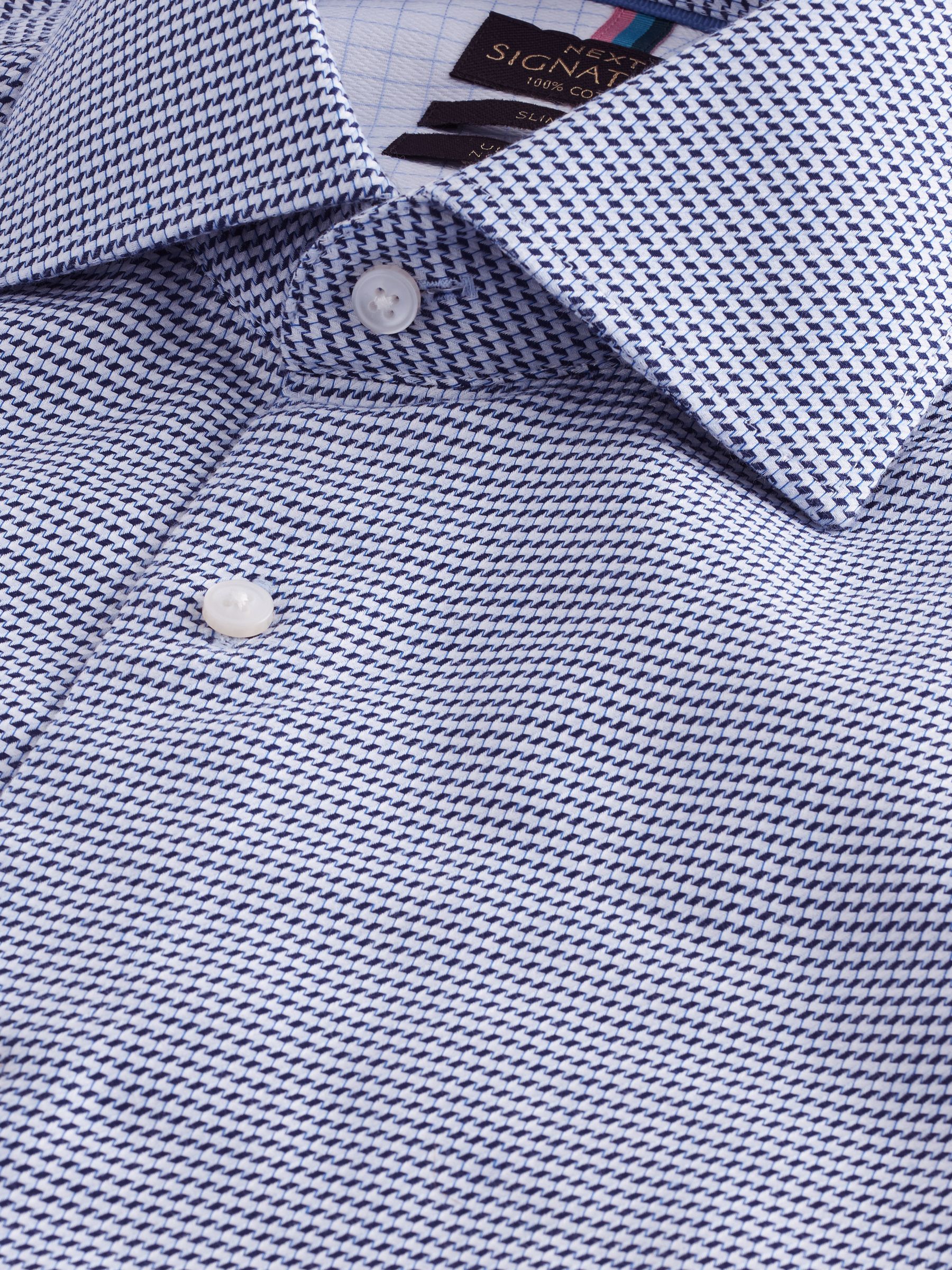 Buy Navy Blue/White Textured Slim Fit Signature Super Non Iron Single Cuff  Shirt with Cutaway Collar from Next Luxembourg