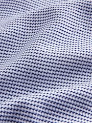 Navy Blue/White Textured Slim Fit Signature Super Non Iron Single Cuff Shirt with Cutaway Collar - Image 8 of 8