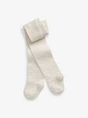 Ecru Cream Cotton Rich Textured Heart Tights - Image 1 of 2