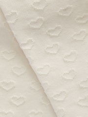 Ecru Cream Cotton Rich Textured Heart Tights - Image 2 of 2