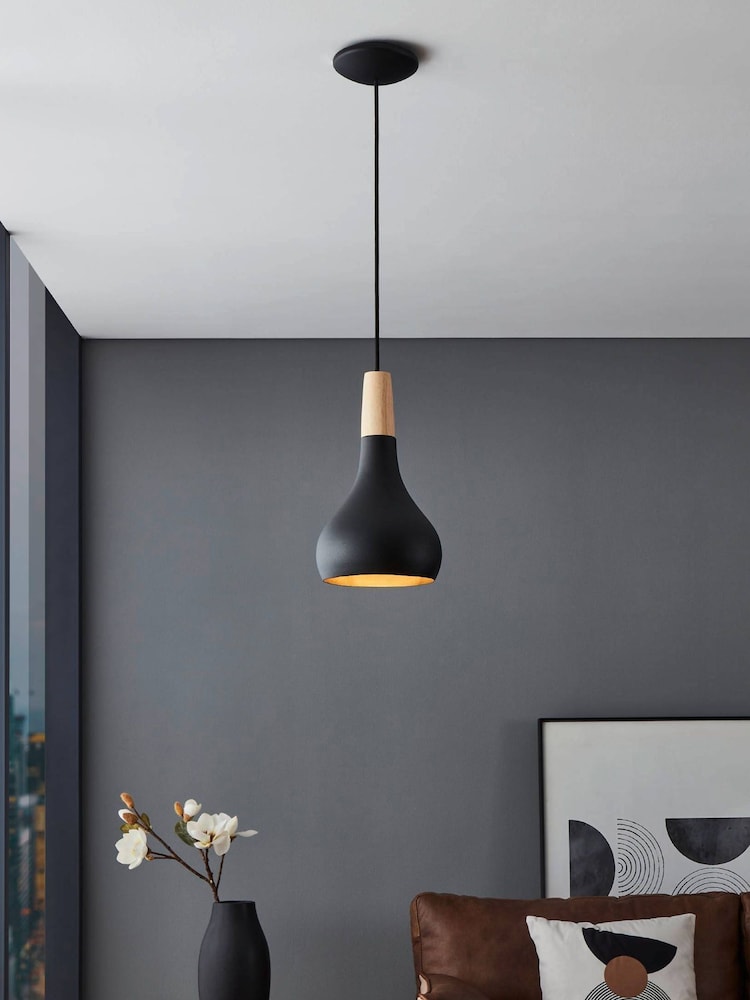 Eglo Black Sabinar IP20 Steel 180mm Modern Pendant - Image 1 of 3
