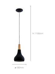 Eglo Black Sabinar IP20 Steel 180mm Modern Pendant - Image 4 of 5