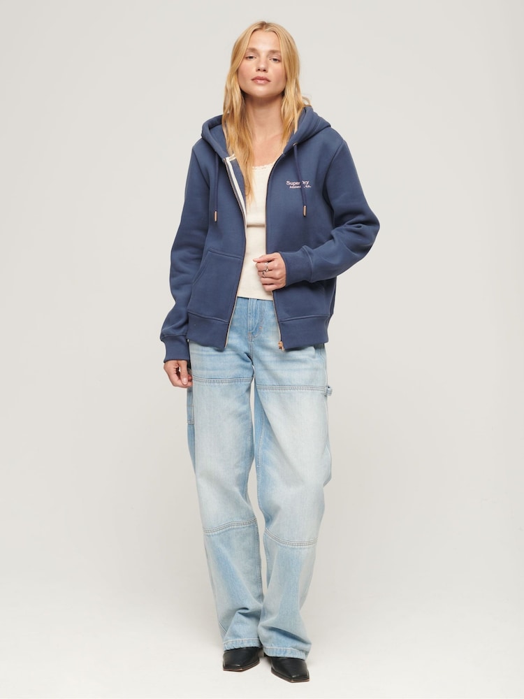 Superdry Mariner Navy Essential Logo Zip Hoodie - Image 3 of 6