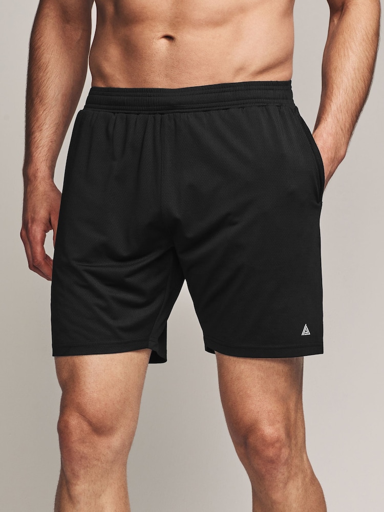 Black Textured Active Gym Shorts - Image 1 of 9
