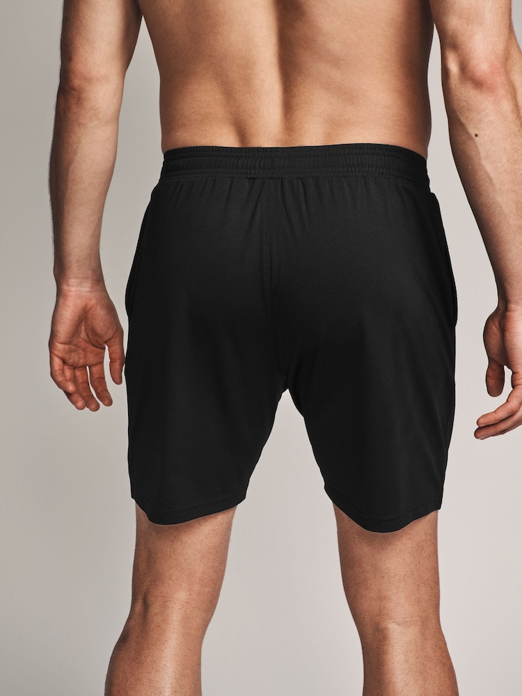 Black Textured Active Gym Shorts - Image 3 of 9