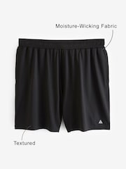 Black Textured Active Gym Shorts - Image 4 of 9