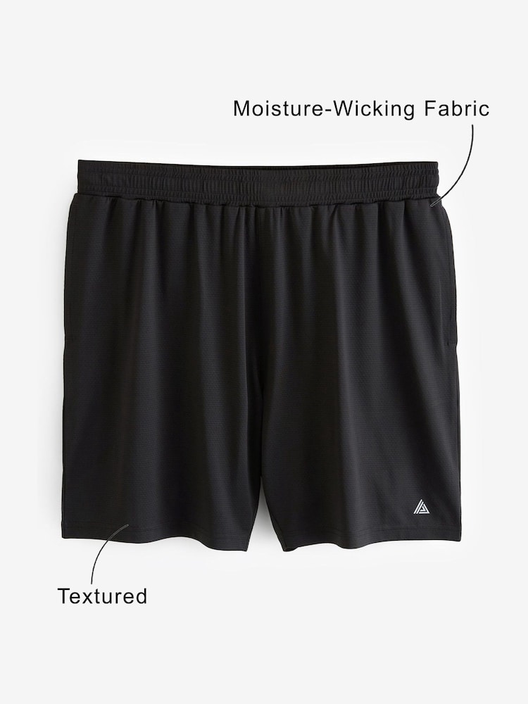 Black Textured Active Gym Shorts - Image 4 of 9