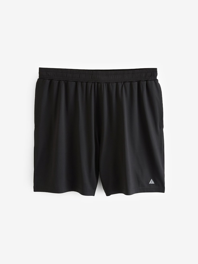 Black Textured Active Gym Shorts - Image 6 of 9