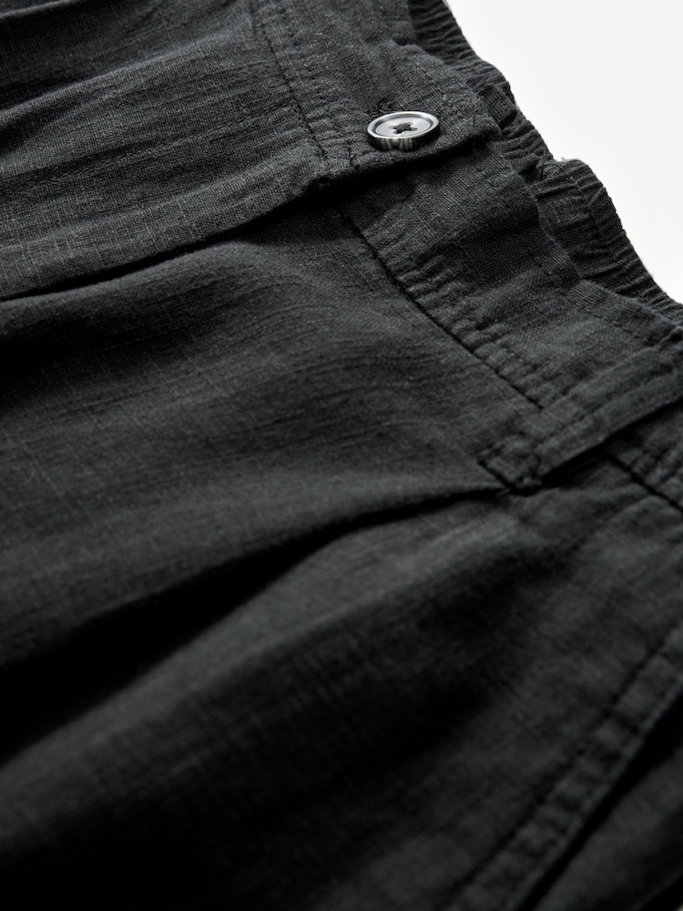 Black Linen Blend Wide Leg Trousers - Image 6 of 6 Black Linen Blend Wide Leg Trousers - Image 6 of 6