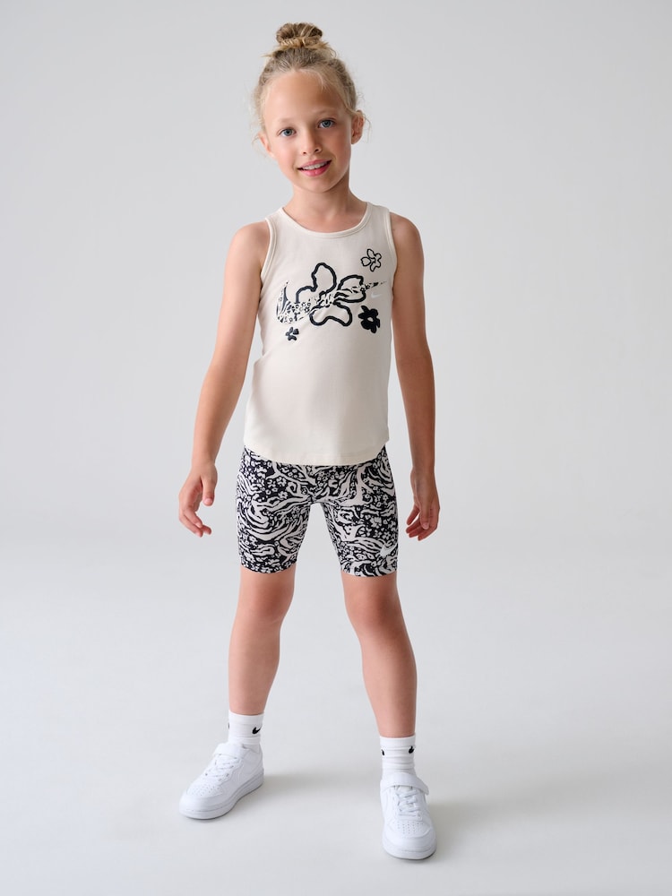 Nike Black/White Little Kids Wild Flower Print Vest and Bike Shorts Set - Image 1 of 12 Nike Black/White Little Kids Wild Flower Print Vest and Bike Shorts Set - Image 1 of 12
